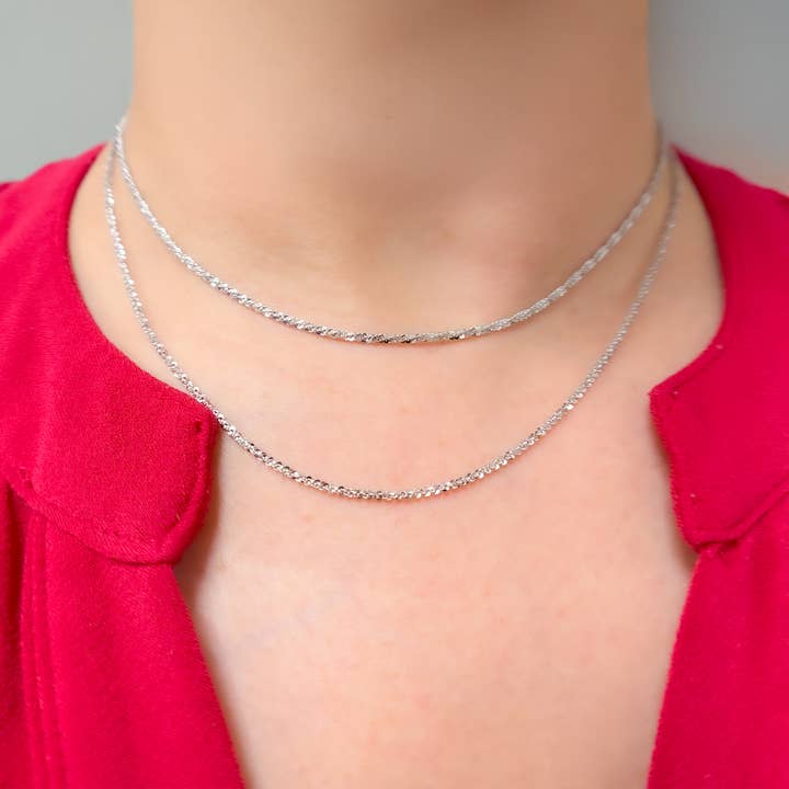 MAR30RH. Sterling Silver Sparkle Glitter Margarita Diamond Cut Necklace Chain. for wholesale by Tresor Jewelry Inc.
