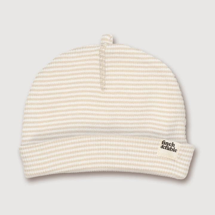 Wool Rib Baby Hat - Oat Stripe for wholesale by Finch & Fable