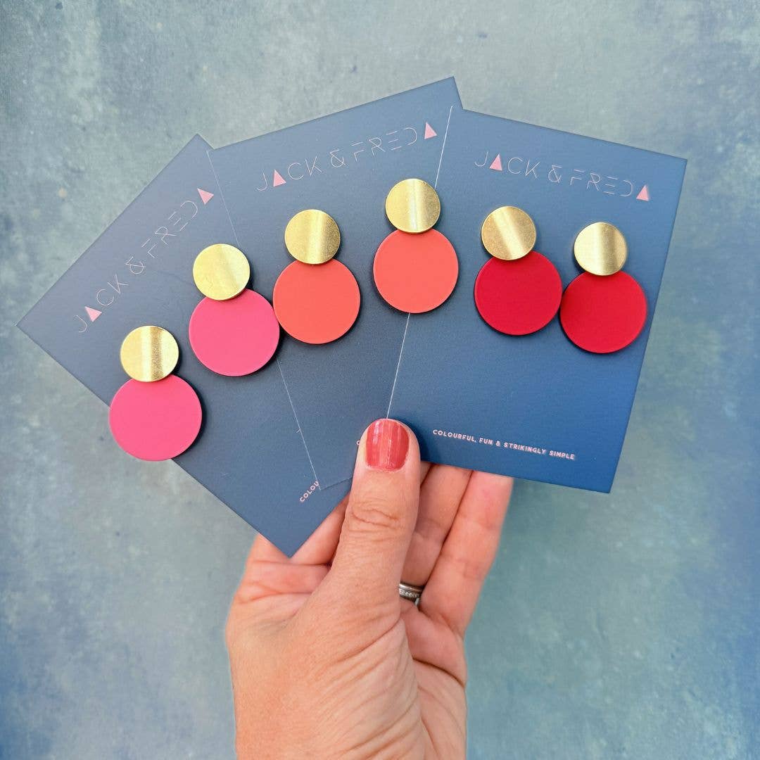 Jack & Freda - Wholesale Dangle Earrings - Circle Statement Earrings - Burgundy1