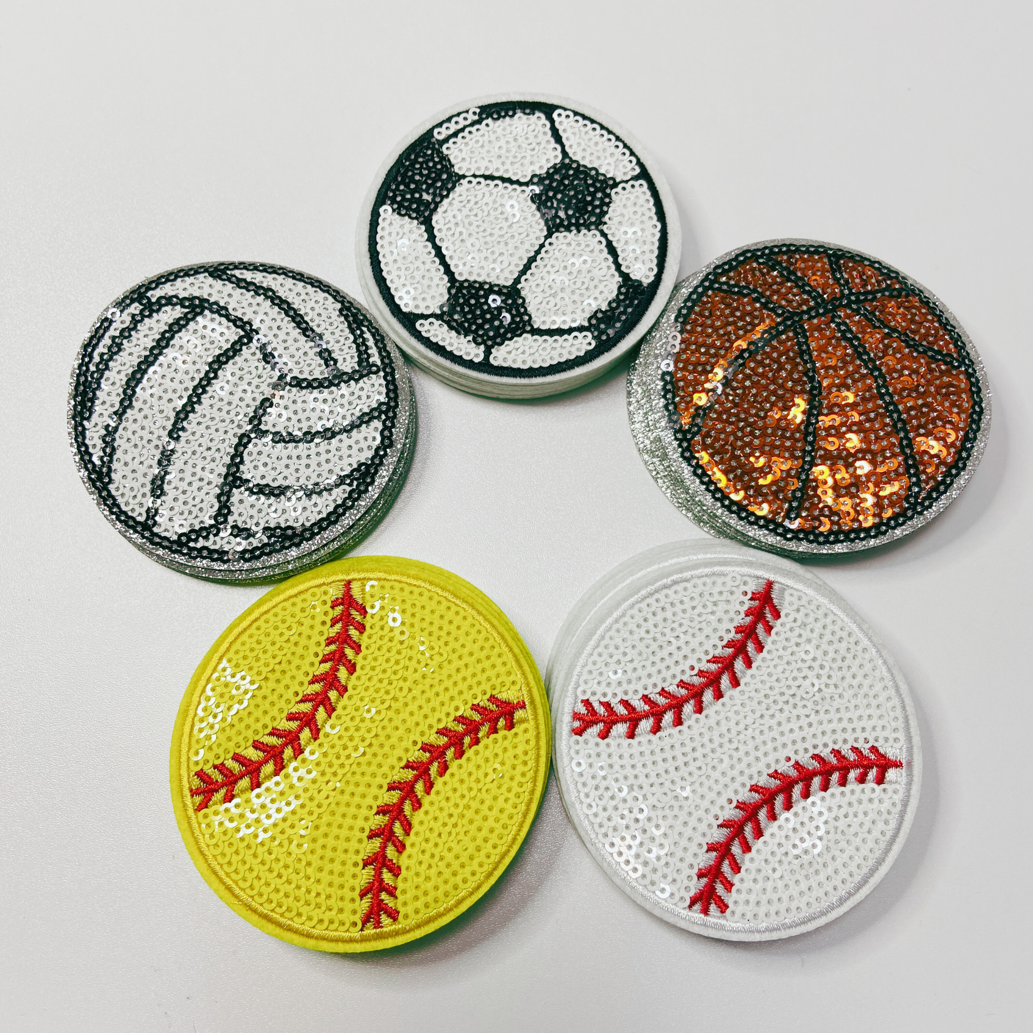 TEELUX - Wholesale Patch - 3" inch sequin Sports (Basketball, Soccer, Baseball, Volleyball, Softball) -  Sequin Hat Patch6
