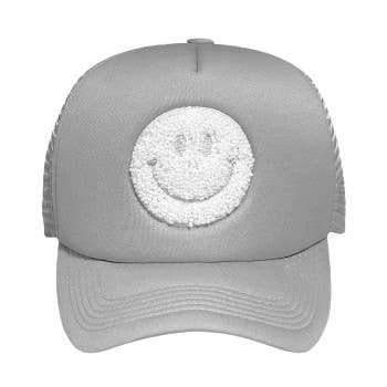 Smiley Chenille Patch Trucker Hat for wholesale by Totalee Gift