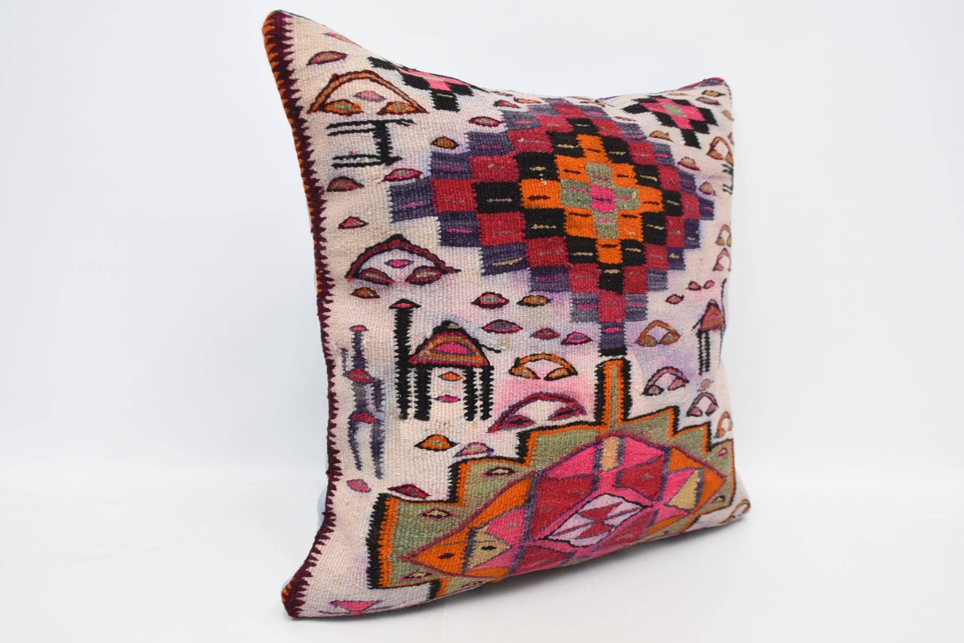 The Loom Wholesale - Wholesale Sierkussensloop - Multicolor Kilim Boheemse Kussen, 28x28 inch Wol2