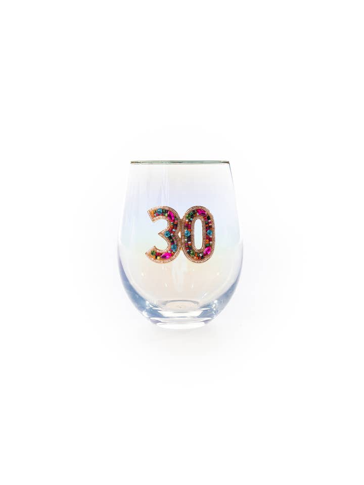 Beaded Stemless Wine Glass | 30 for wholesale by Mary Square