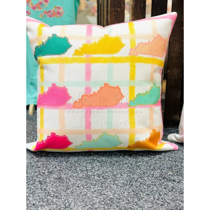 Kentucky Plaid Square Pillow for wholesale by Doodles By Rebekah