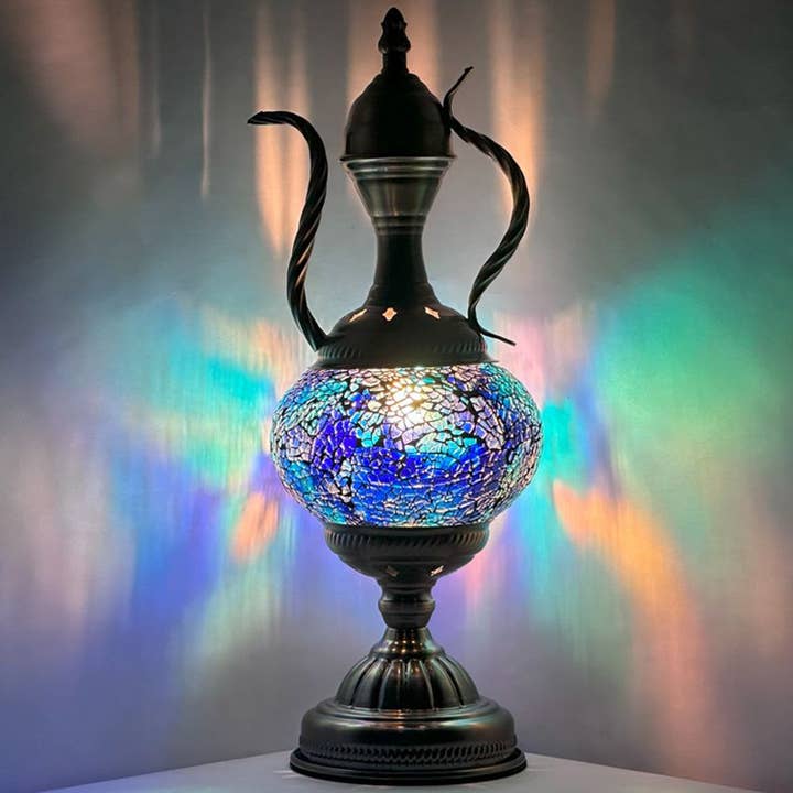 SILVERFEVER Mosaic Table Lamp Turkish Teapot Deep Blues for wholesale by Silver Fever