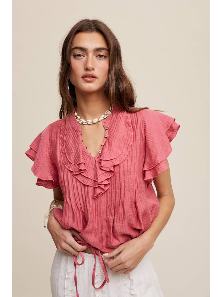 Sheer Trend – wholesale Blus - Dam – Blustopp med volangknapp