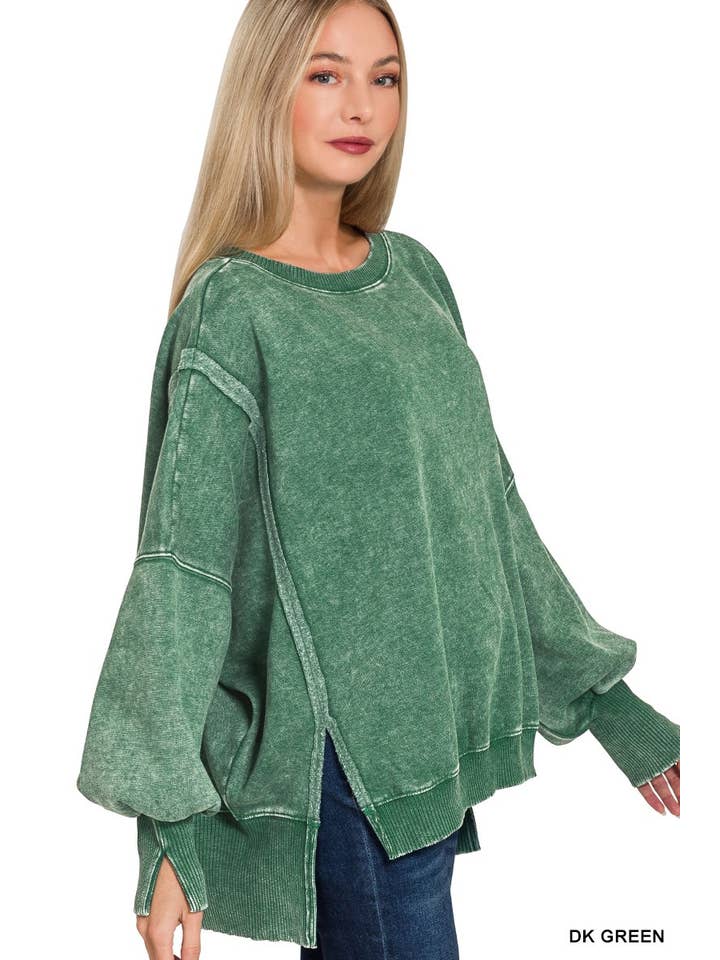 Vanilla Monkey - Wholesale Sweatshirt – Women's - Acid Washed Batwing Sleeve Fleece Sweatshirts5