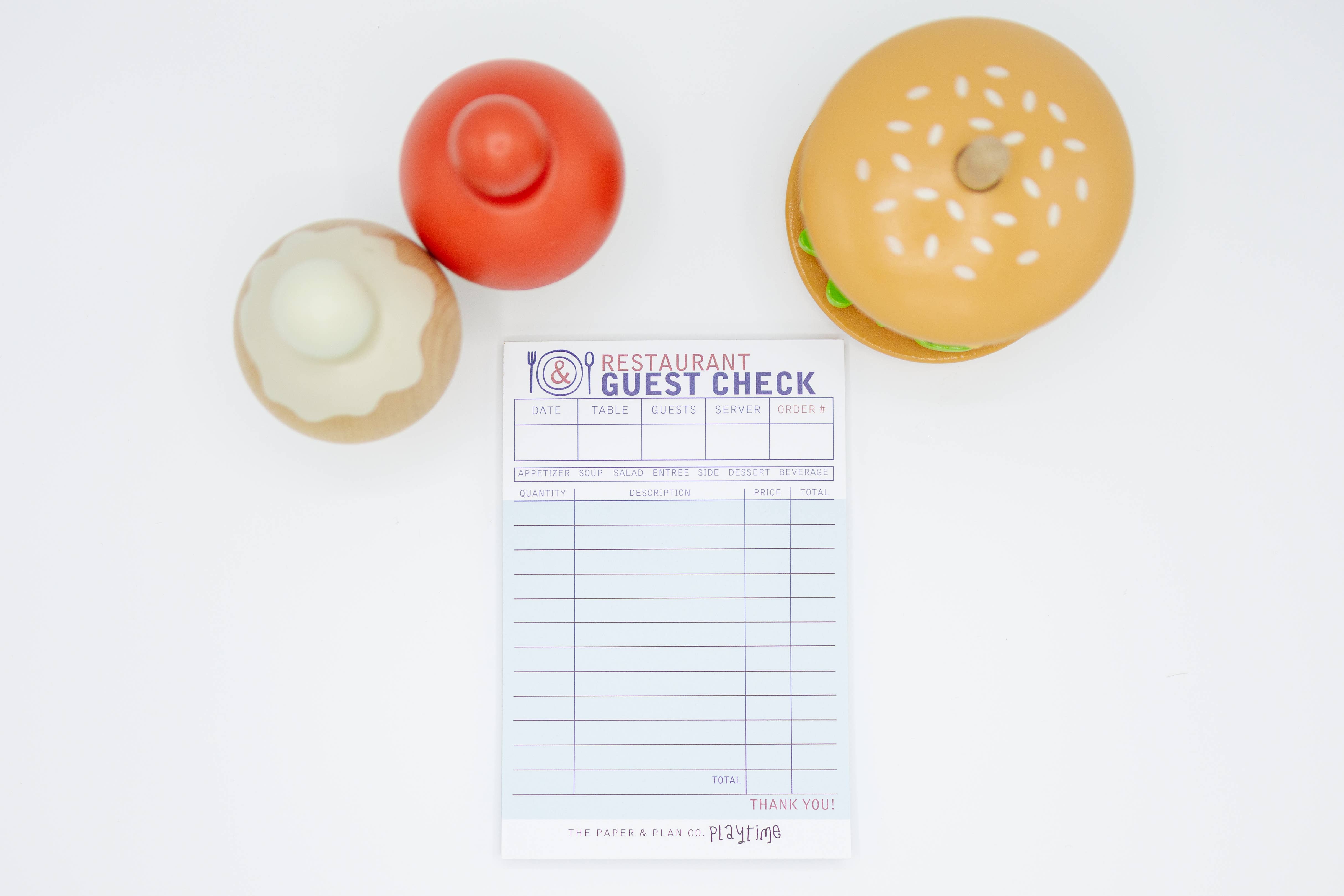 The Paper and Plan Co. - Vendita all'ingrosso Set di cartoleria/cancelleria - Kids Playtime Pad® Ricevuta Ospite Ristorante1