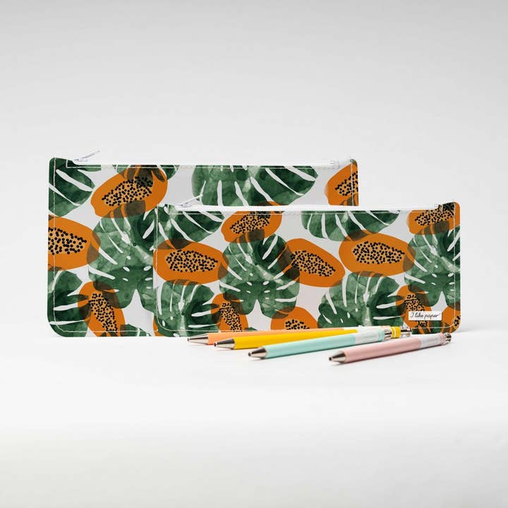 PAPAYA JUNGLE Tyvek® Pencil Case for wholesale by I Like Paper