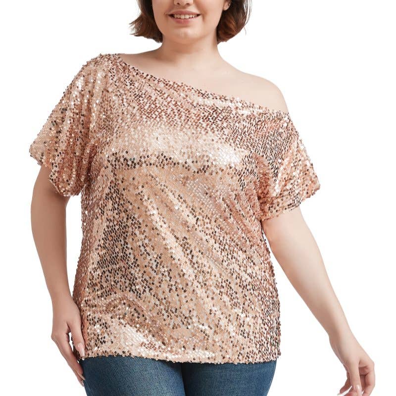 Anna Kaci Wholesale – Großhandel Bluse – Damen – Ein-Schulter-Pailletten-Top in Übergröße71