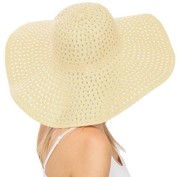 Cap Zone - Wholesale Straw Hat - Women's - Petite Open Weave Light-Weight Floppy Brim Sun Hat