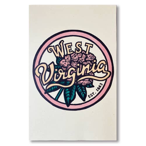 West Virginia Rhododendron - 11" x 17" for wholesale by Base Camp Printing Co.