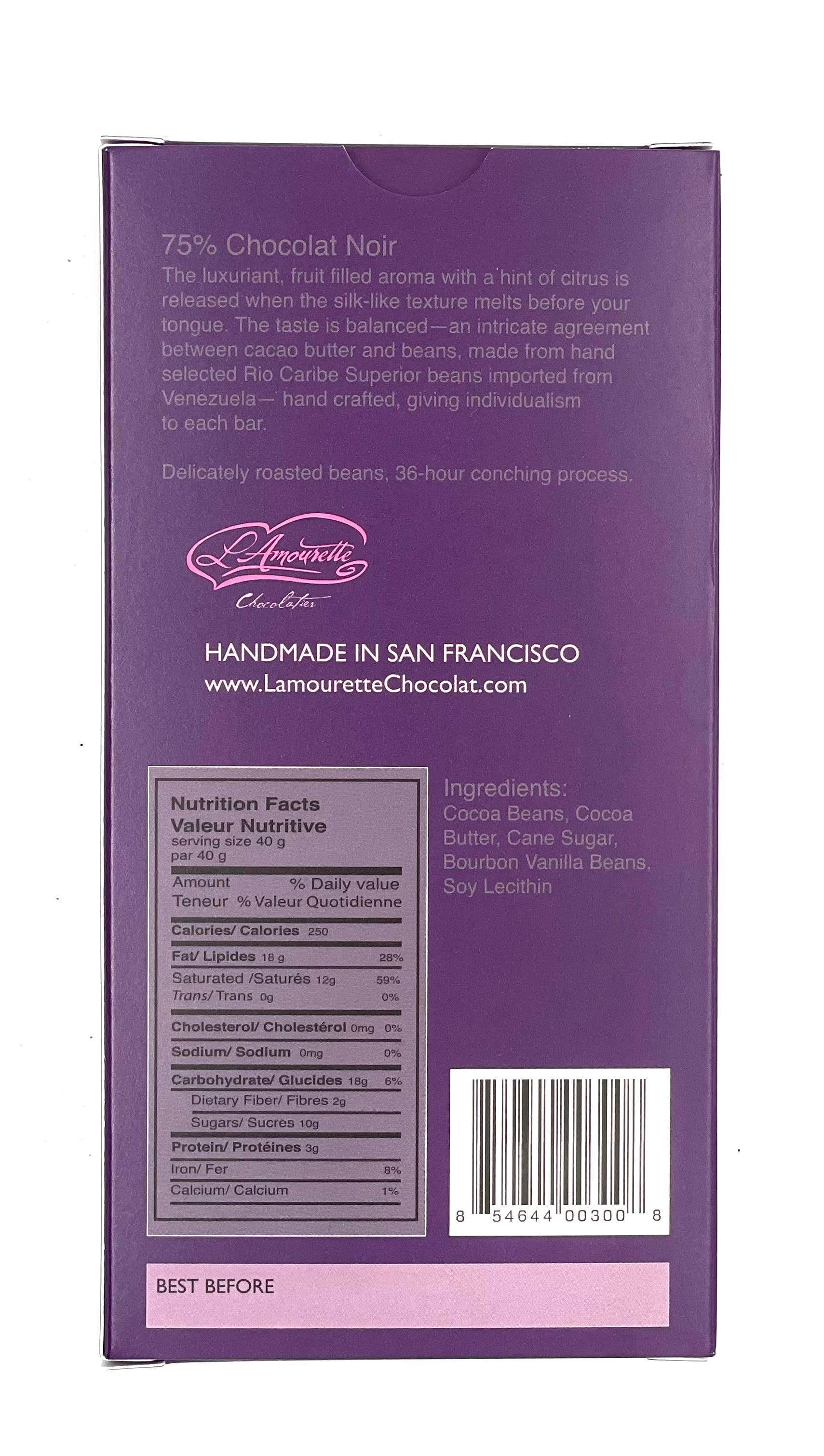 L'Amourette Chocolat - Wholesale Chocolate Bar - 75% Dark Chocolate Rio Caribe2