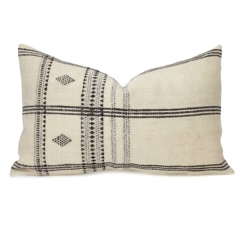 Diya Lumbar Ivory Indian Wool Pillow Cover Faire Com