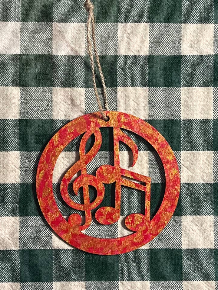 Hand-Painted Music Note Ornament (F3) for wholesale by ON THE GO Studio