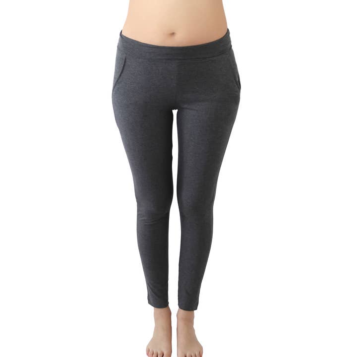 4061AM | Yogabroek met tasje voor dames - Anthrazit-Melange voor wholesale door Leela Cotton