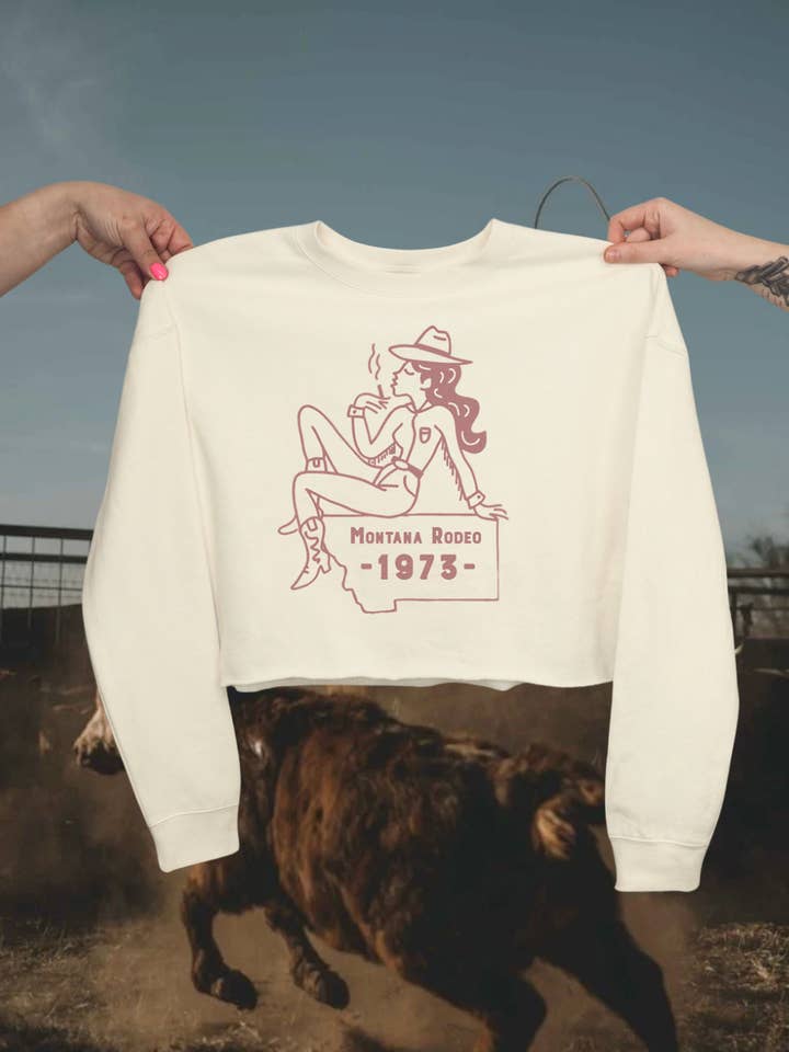 Montana Rodeo Crop Trui voor wholesale door Intrigue Ink