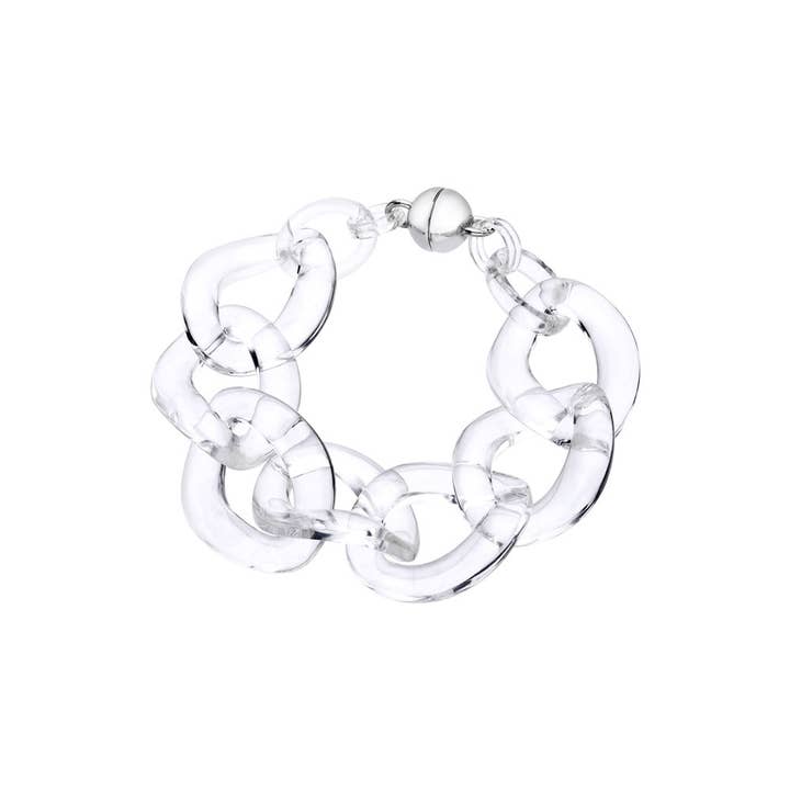 Gold & Honey - Wholesale Link & Chain Bracelet - Clear Curb Link Lucite Bracelet