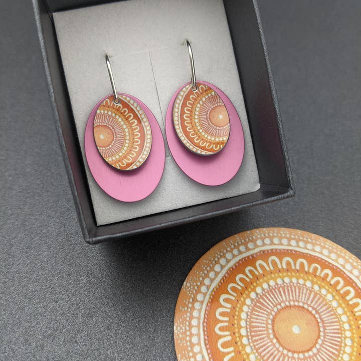 erin.k creative studio - Wholesale Dangle earrings - KOORIE TALES - Sunset Meeting double oval earrings5