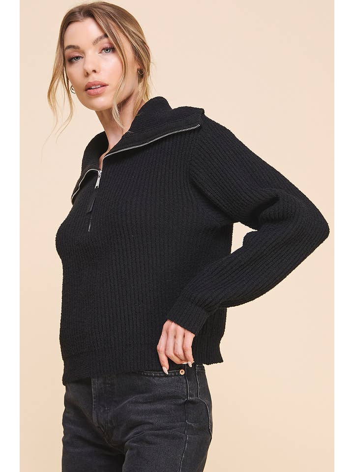 Allie Rose - Wholesale Sweatshirt - Women's - Plush Half Zip Pullover Sweater
