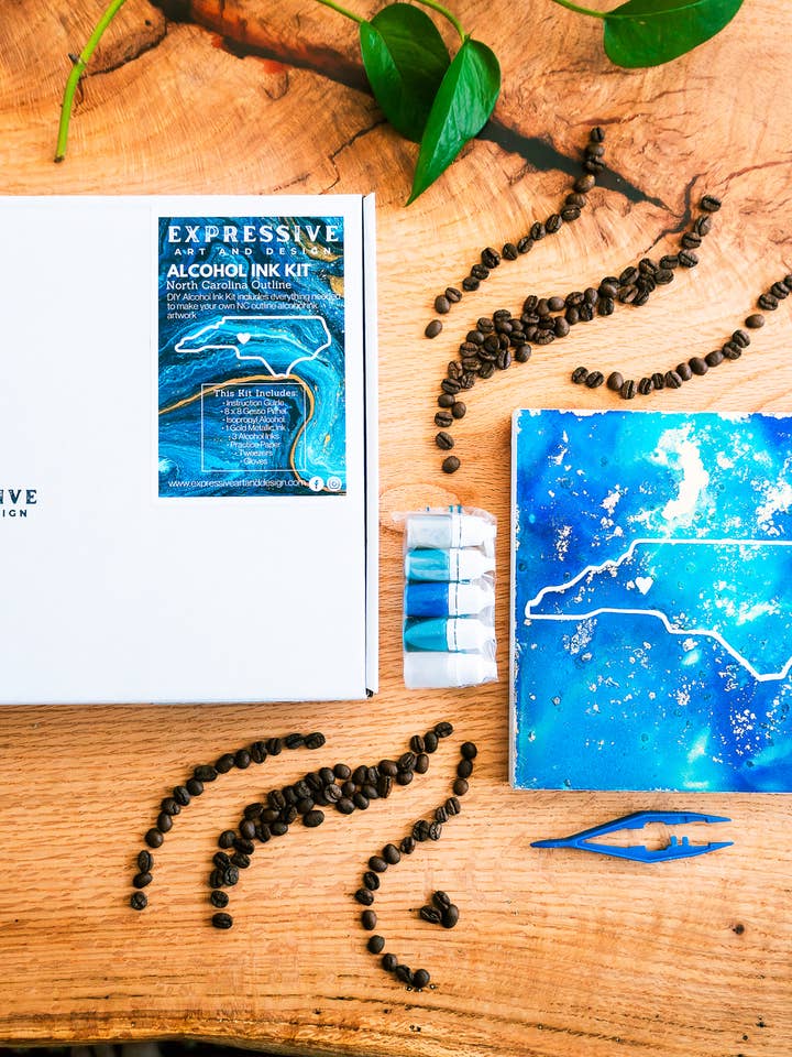 Kit d'encre à alcool DIY avec silhouette d'État pour la vente par Expressive Art and Design