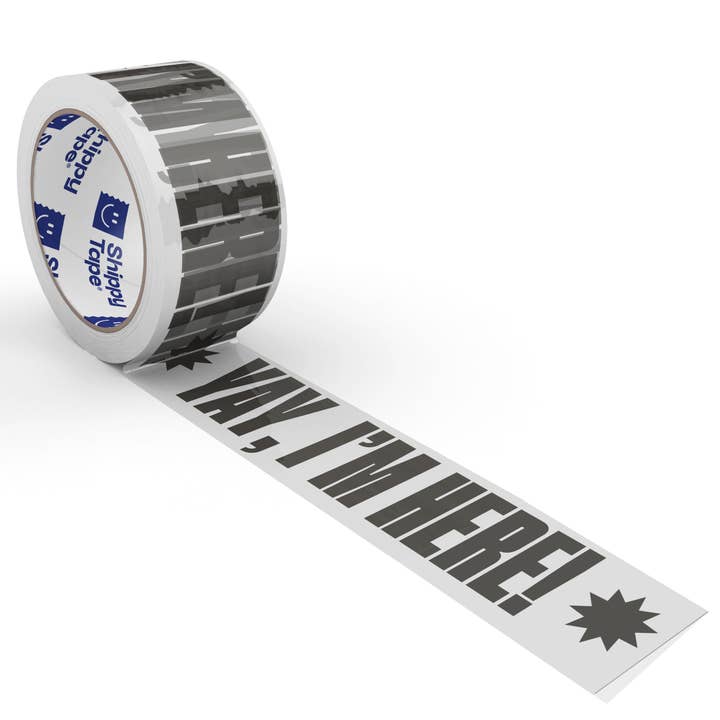 Shippy Tape - Wholesale Tape - Yay, I'm Here! Shipping Tape - Clear/Black