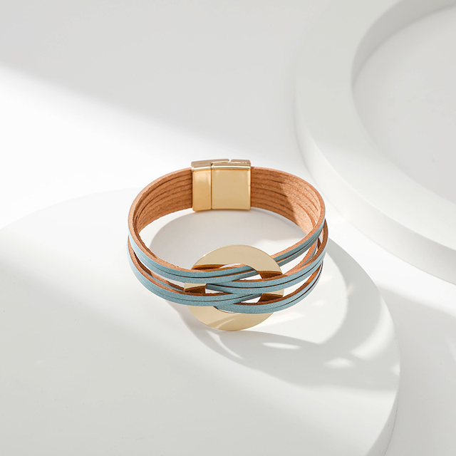 Pretty Persuasions - Vente Bracelet jonc - B22072 Bracelet en cuir PU à anneaux entrelacés6