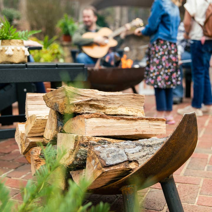 Evergreen Patio - Wholesale Fire Pit - Crescent Firewood Holder4