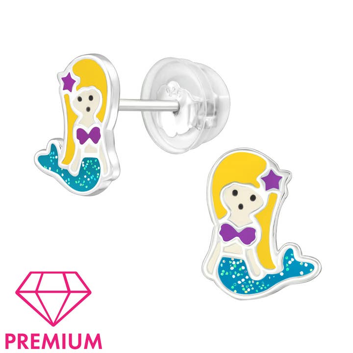 Pendentif sirène bleue PREMIUM en argent 925 e-coated pour la vente par Janusch