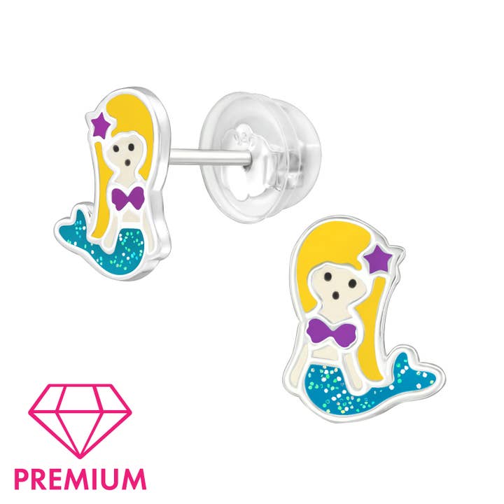 Pendientes de plata 925 con forma de sirena azul - PREMIUM para venta al por mayor de Janusch