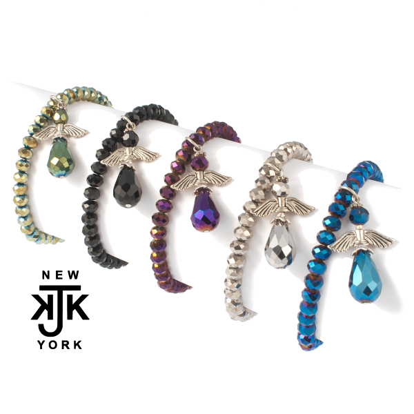 KJK Jewelry Inc. - Wholesale Charm/Dangle Bracelet - Christmas Angel Wings And Faceted Crystal Bracelet0