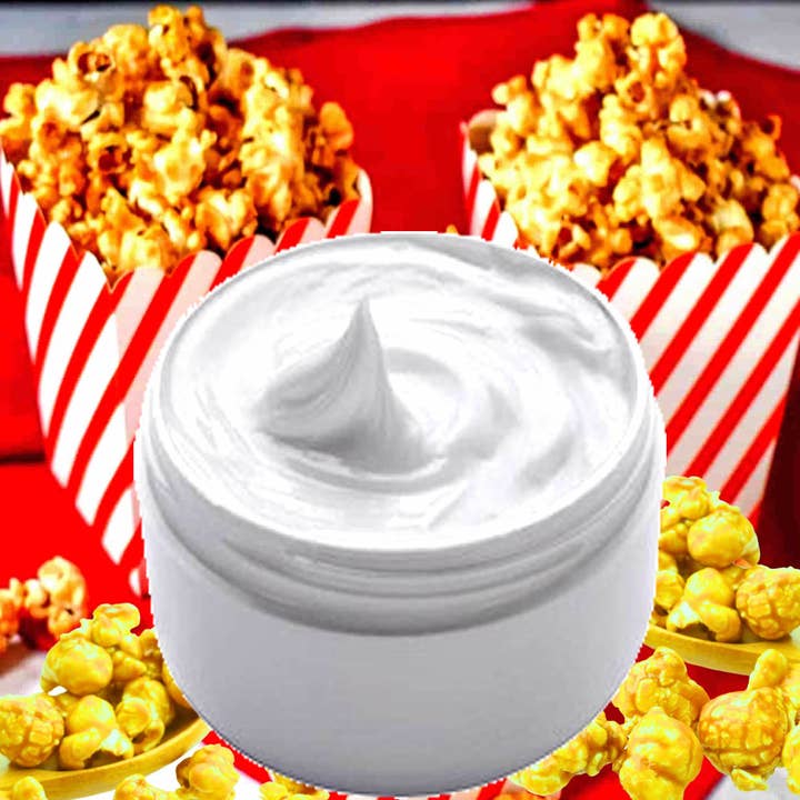 Crème hydratante pour le corps/les mains au caramel et pop-corn pour la vente par Aroma Kaz