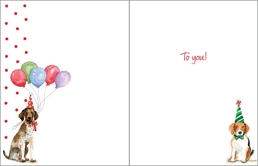 GINA B DESIGNS - Wholesale Birthday Card - Birthday Greeting Card - Birthday Party Dogs1