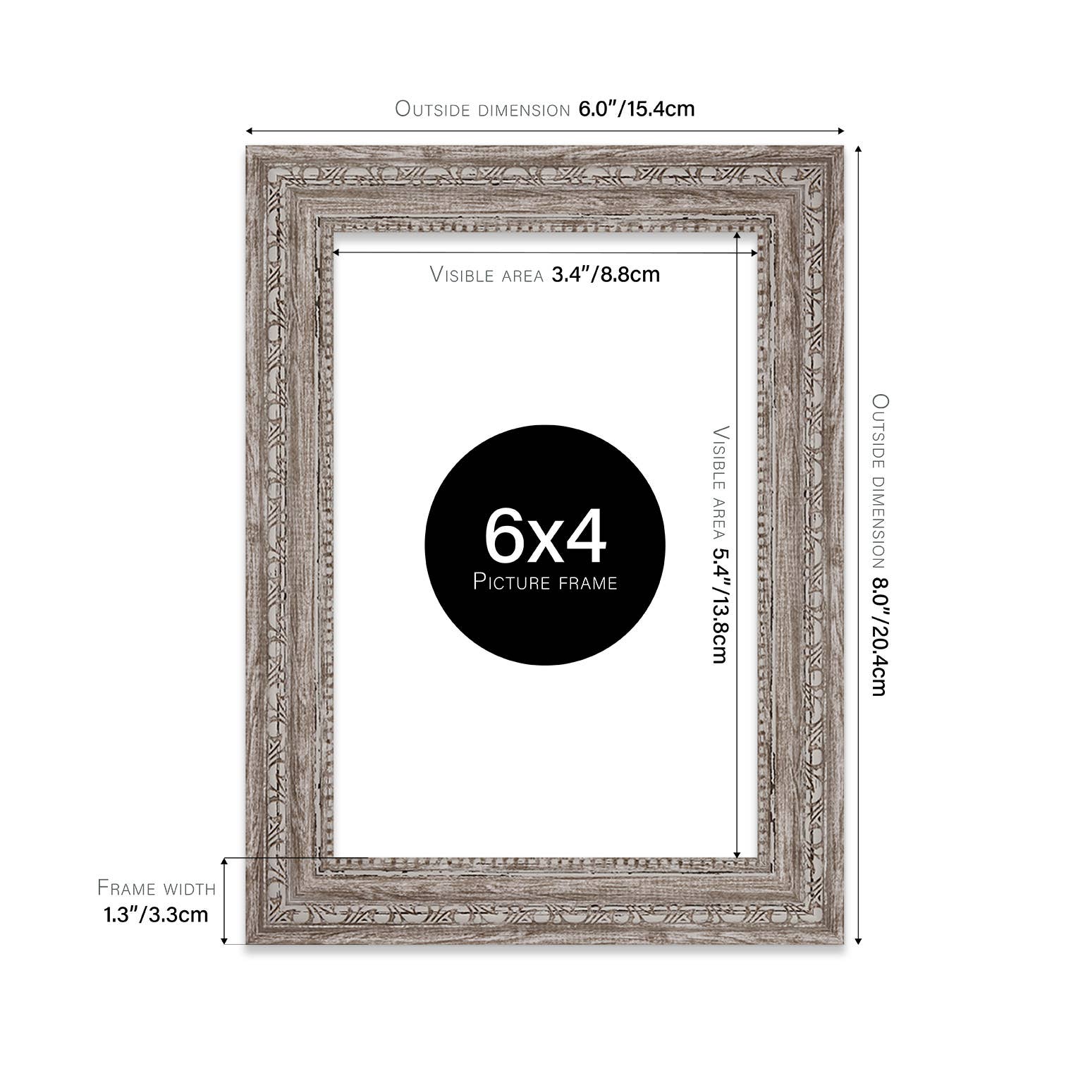 6x4 Walnut Ornate Picture Frame 6"x4" for wholesale on Faire1