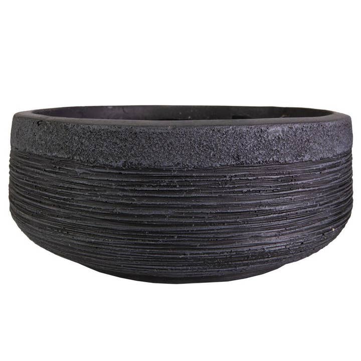 Idealist Lite Fibrestone Planters – wholesale Plant pot – IDEALIST Ribbed Light Concrete Bowl Planter