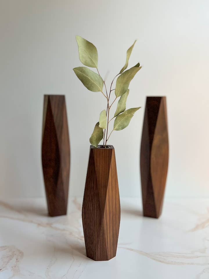 Geometric Bud Vase for wholesale by Camino Woodshop