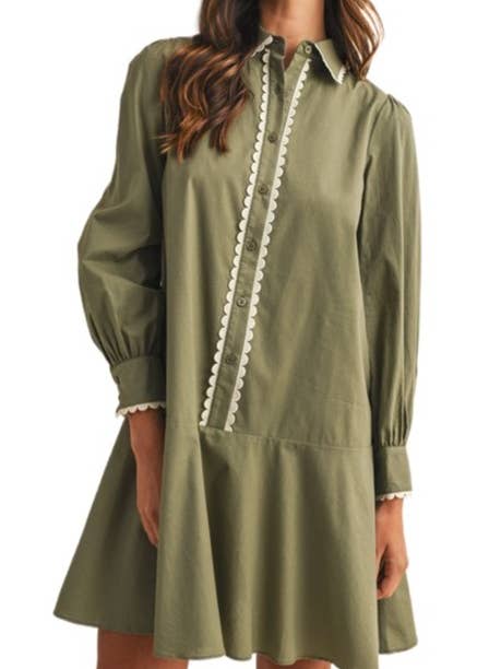 Robe-chemise en popeline à bord festonné pour la vente par Vanilla Monkey