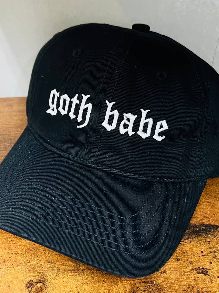 goth babe - embroidered dad hat - READY TO SHIP for wholesale by Witchwood Bags