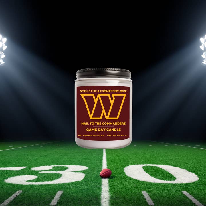 Purple Rose Wellness, LLC - Wholesale Jar/Filled Candle - Commanders Football Candle1