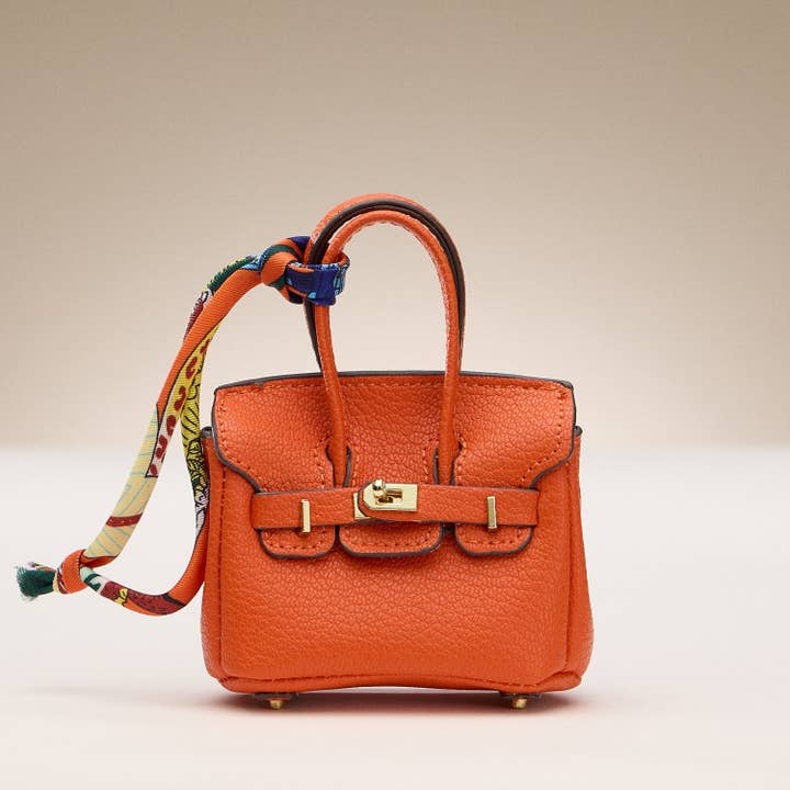 Lilla Haven - Wholesale Purse/Bag Accessory - Women's - Mini Handbag Keychain Charm | Faux Leather Purse Keyring with Twilly Scarf8