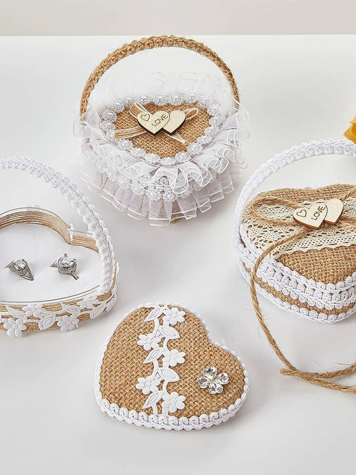 Burlap Western-Style Wedding Girl Proposal Ring Box ZK3382 for wholesale by UNISHE