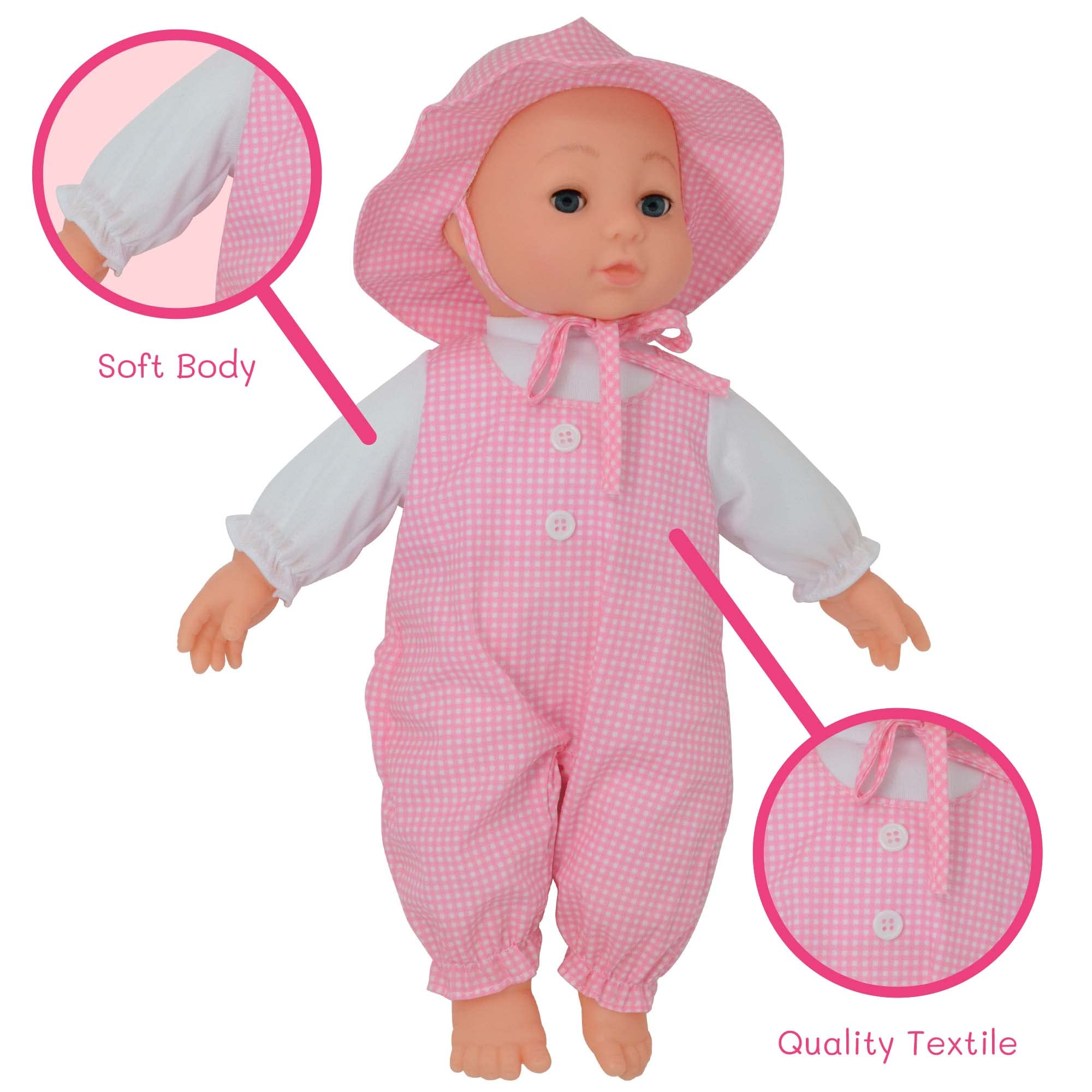 The New York Doll Collection - Wholesale Doll - Kids - 16" Realistic Baby Doll Plush Body Gingham Print - Girl, Boy8