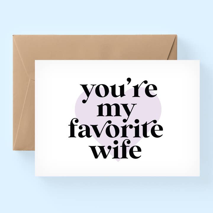 Du er min favorit kone kort, Kone Card, Mors Dag-kort, Cute Card, Kort til mand, Valentinsdag Card/SKU: Fpollie56 for engroshandel hos the adventure corner