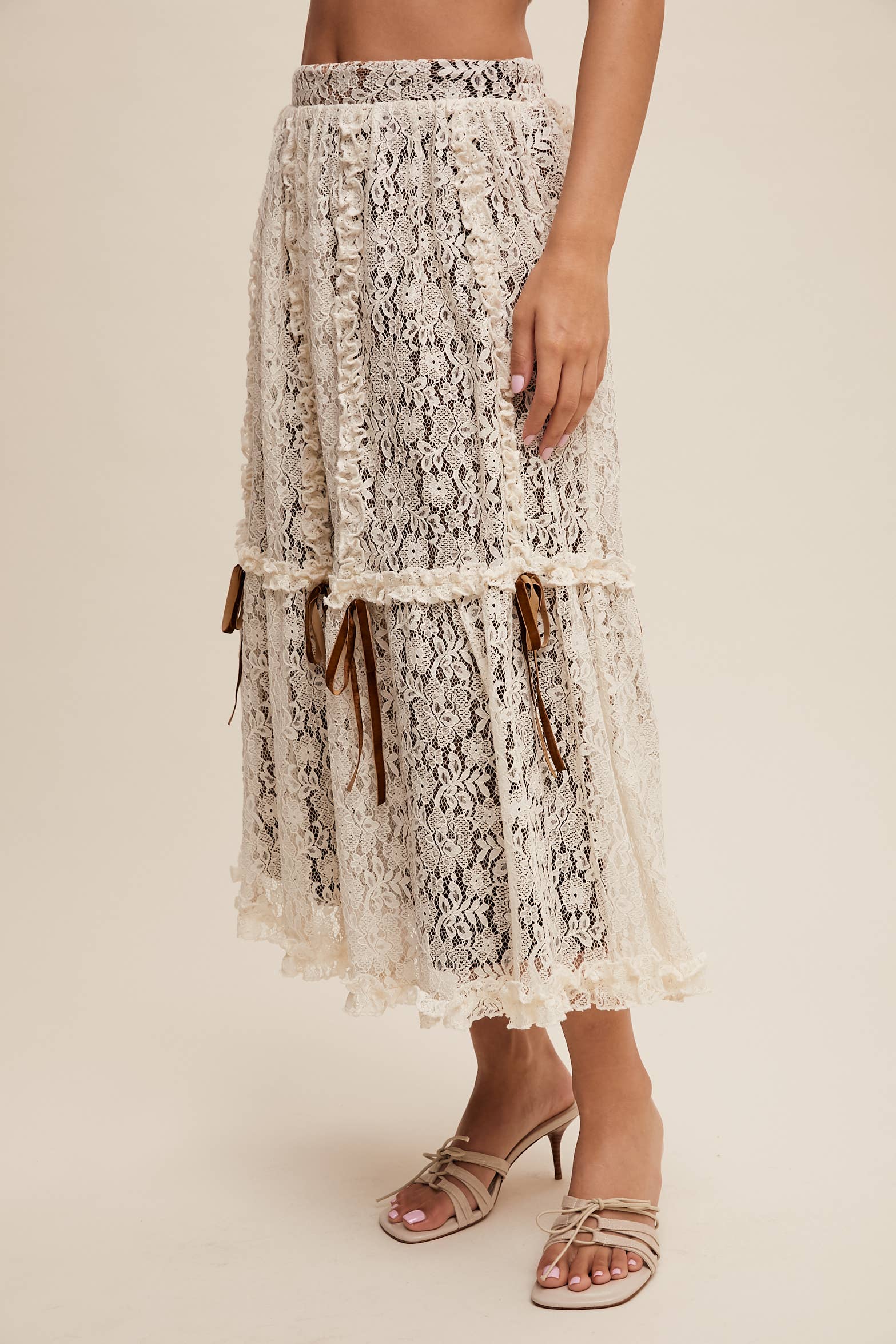 Listicle – wholesale Skirt – Women’s – Lace Midi Skirt with Ribbon Details26
