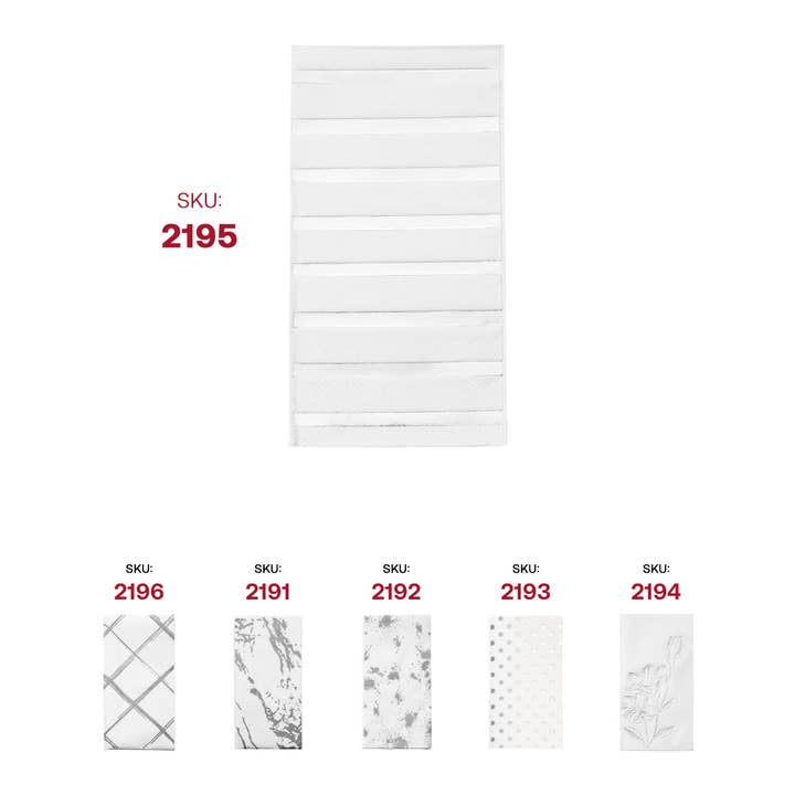 Smarty had a Party - Wholesale Disposable Napkin - White with Silver Stripes Paper Dinner Napkins - 600 pcs5