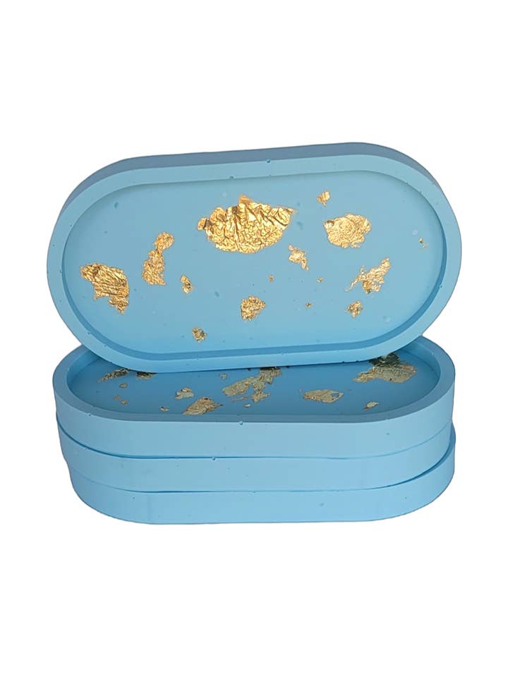 JESMONITE - Écologique, zéro déchet - Plateau à bibelots (bleu) pour la vente par Glowberry llc