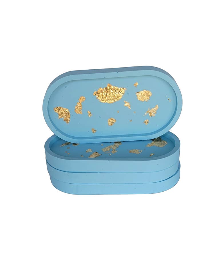 JESMONITE - Écologique, zéro déchet - Plateau à bibelots (bleu) pour la vente par Glowberry llc