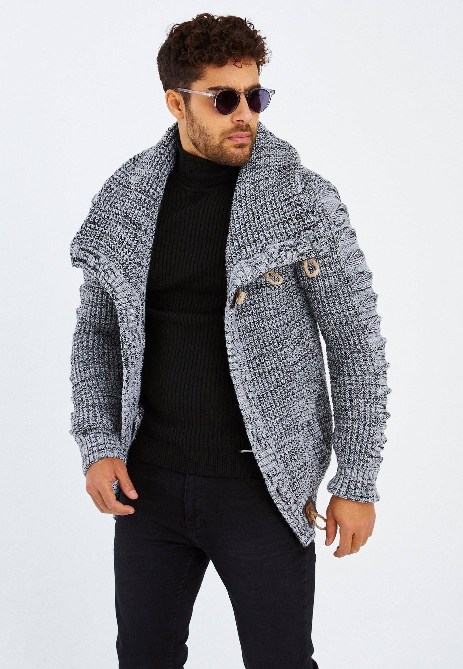 Leif Nelson GmbH - Wholesale Knit Sweater - Men's - Men's Knit Sweater Chunky Knit Shawl Collar LN-558524