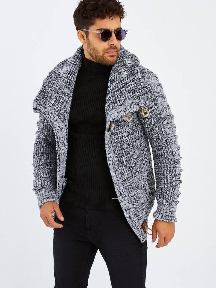 Leif Nelson GmbH - Wholesale Knit Sweater - Men's - Men's Knit Sweater Chunky Knit Shawl Collar LN-558524