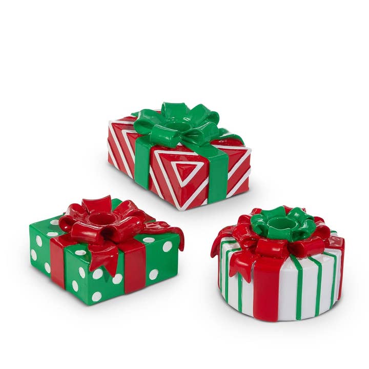 Dunn Deals - Wholesale Candle holder - Christmas Carousel Collection - 5" Present Candle Holder - SET OF 3